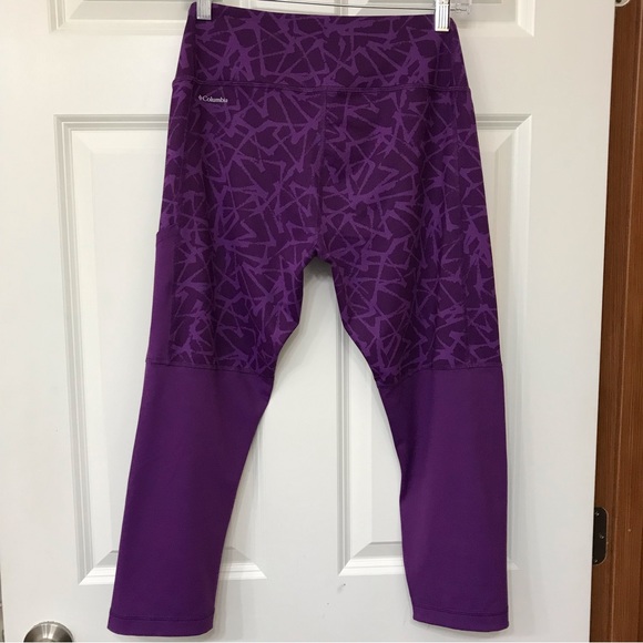 Columbia Crop Leggings Purple Printed Medium - Picture 3 of 6